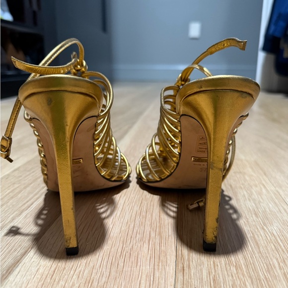 Gucci gold strappy heels sz 37 - Picture 3 of 5